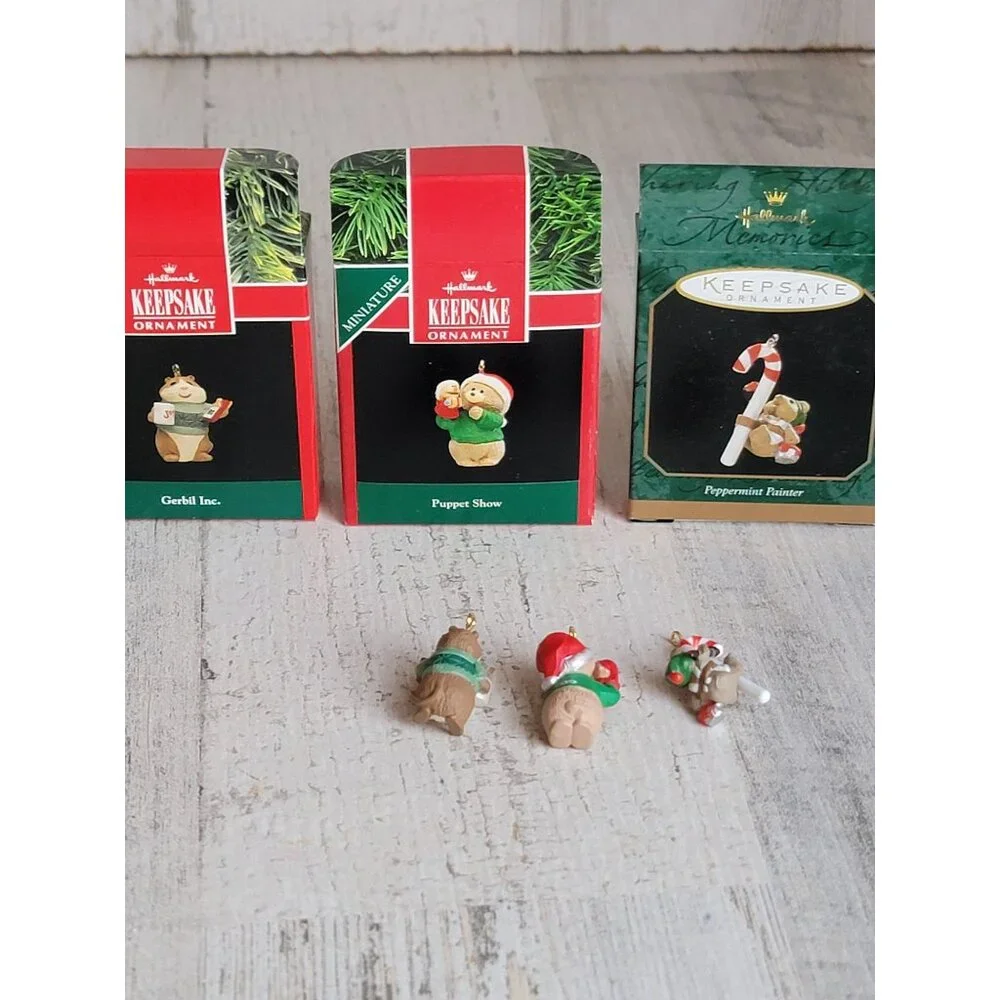 Hallmark girbel bear Variety xmas‎ ornament miniature set